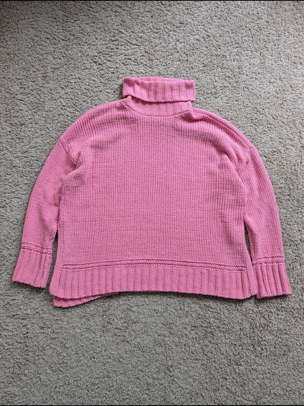 Aerie Womens Pink Sunset Oversized Chenille Turtleneck Knit Sweater Size Small - Picture 2 of 9